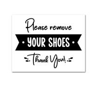 Lot de 2 autocollants en vinyle « Remove Your Shoes » de 15 cm - No Footwear Please Thank You Organise - Pour maison, entrée, couloir, porte - #82153
