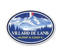 Lot de 2 autocollants en vinyle Villard De Lans de 10 cm - France Ski Resort Snowboard Montagnes Voyage Vacances Location Autocollant Scrapbook #83503