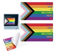 Lot de 2 autocollants « Every One is Welcome Here Pride » - Motif cœur arc-en-ciel - Pour fenêtre de voiture - Autocollant pour moteur - Décoration de voiture arc-en-ciel