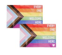 Lot de 2 autocollants « Everyone Is Welcome Here » - Autocollants arc-en-ciel égaux LGBT - Autocollants de la fierté LGBT « Everyone is Welcome Here » pour voiture