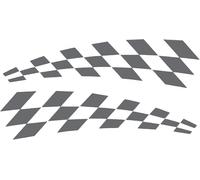 Lot de 2 autocollants fantaisie à carreaux pour voiture - Imperméable - Longue durée - Résistant aux UV - Pour voitures, motos, camions, camionnettes - Argenté brillant