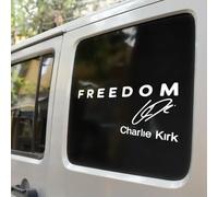 Lot de 2 autocollants Freedom Is Worth Fighting Charlie Kirk Merch Merch Merchandise True America Hero pour pare-chocs de voiture, Silenced Not Forgotten In Loving Memory Charlie Truck 20,3 cm