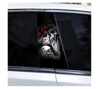 Lot De 2 Autocollants Gothiques Pour Montant De Porte De Voiture Motif Tête De Mort Pour Tous Les Modèles De Voitures Décoration Voiture(Type C)
