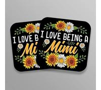 Lot de 2 autocollants « I Love Being A Mimi » - Motif tournesols - Excellente idée cadeau - 12,7 cm - S11226
