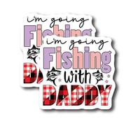 Lot de 2 autocollants « I'm Going Fishing with Daddy » - Autocollant mignon de pêche pour papa - Autocollants en vinyle de qualité supérieure | 12,7 cm sur le côté le plus large | Fabriqué aux États-Unis - FHJ621