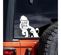 Lot de 2 autocollants Le Roi Lion « Remember Who You Are » - Design officiel avec silhouette Simba et Mufasa - Autocollant en vinyle de qualité supérieure pour voiture, ordinateur portable et plus
