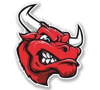 Lot de 2 autocollants Mad Bull pour voiture, vélo, iPad, ordinateur portable, mascotte espagnole #4236 (8,2 cm de large x 10 cm de haut)