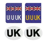 Lot de 2 Autocollants magnétiques pour Voiture Britanniques, 6 Autocollants pour Plaque d'immatriculation Britannique, imperméables et solaires, faciles à enlever, adaptés aux Voitures Brexit