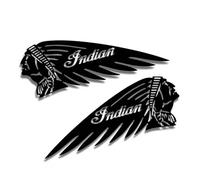 Lot de 2 autocollants moto en PVC, badge indien, for réservoir carburant, côté gauche et droit, logo course, accessoires décoration for casque, automobiles(Black,35x12.3cm)