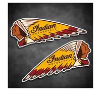 Lot de 2 autocollants moto en PVC, badge indien, for réservoir carburant, côté gauche et droit, logo course, accessoires décoration for casque, automobiles(Style 1,25x8.8cm)