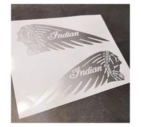 Lot de 2 autocollants moto en PVC, badge indien, for réservoir carburant, côté gauche et droit, logo course, accessoires décoration for casque, automobiles(Silver,20x7cm)