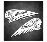 Lot de 2 autocollants moto en PVC, badge indien, for réservoir carburant, côté gauche et droit, logo course, accessoires décoration for casque, automobiles(White,20x7cm)