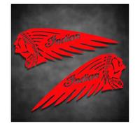 Lot de 2 autocollants moto en PVC, badge indien, for réservoir carburant, côté gauche et droit, logo course, accessoires décoration for casque, automobiles(Red,30x10.5cm)