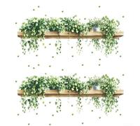 Lot de 2 autocollants muraux amovibles et réutilisables en PVC pour décoration murale lisse dans le salon, la chambre à coucher, la cuisine (plante 2)