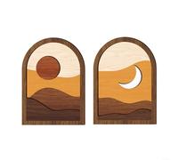 Lot de 2 autocollants muraux décoratifs en bois de style bohème (MZ915)