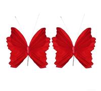 Lot de 2 autocollants muraux en papier en forme de papillon pour décoration d'intérieur et de mariage - Légers et faciles à accrocher - 32 x 30 cm (orange)