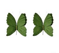Lot de 2 autocollants muraux en papier en forme de papillon pour décoration d'intérieur et de mariage - Légers et faciles à accrocher - 32 x 30 cm (vert)