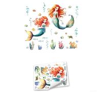 Lot de 2 autocollants muraux phosphorescents en PVC Motif Monde sous-marin Sirène 30 x 40 cm, décoration de chambre à coucher, lueur confortable nocturne, pour chambre d'enfant et crèche