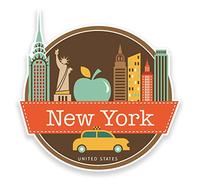 Lot de 2 autocollants New York USA en vinyle pour ordinateur portable, voyage, bagages, voiture, valise #9208 (10 cm de large x 10 cm de haut)