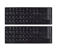 Lot de 2 autocollants pour clavier cor en, lettres de remplacement pour clavier cor en-anglais, police blanche sur fond noir, pour ordinateur por