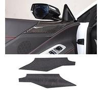 Lot de 2 autocollants pour panneau inférieur de porte intérieure en fibre de carbone véritable compatible avec Chevrolet Corvette C8 2020-2023 - Garniture intérieure pour accoudoir de porte intérieure - Noir