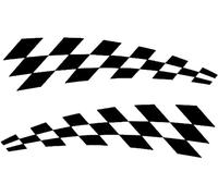 Lot de 2 autocollants pour pare-chocs de voiture Motif drapeau à carreaux Noir et Blanc, noir