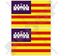 Lot de 2 autocollants pour pare-chocs en vinyle Motif drapeau des îles Baléares, îles Baléares, Espagne 100 mm
