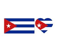 Lot de 2 autocollants pour pare-chocs style drapeau cubain cœur drapeau UV DTF décalcomanie motif symbole patriotique cubain pour fenêtre de voiture ordinateur portable bouteille d'eau valise