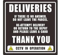 Lot de 2 autocollants pour porte d'entrée « Deliveries If There Is No Answer Do Not Leave The Parcel. Re-Attempt Delivery Or Return To The Depot » pour porte d'entrée, panneau CCTV In Operations, 100
