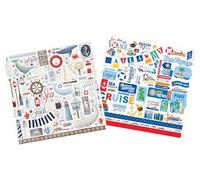 Lot de 2 autocollants pour scrapbooking Motif bateau de croisière nautique 30,5 x 30,5 cm avec phrases de vacances en mer pour scrapbooking, albums photo, planificateurs, cartes faites à la main