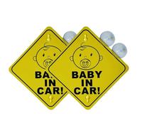 Lot de 2 autocollants pour voiture bébé - Design réfléchissant - En polypropylène - Panneau d'avertissement pour les nouveaux parents - Double ventouse