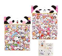 Lot de 2 autocollants Puffy - Motif petits pandas en relief - Pour scrapbooking, planificateur, papier à lettre, album, cadeaux de fête, récompenses de salle de nfants et adultes