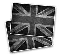 Lot de 2 autocollants rectangulaires 7,5 cm BW - Drapeau Union Jack vintage vieilli pour ordinateur portable, tablette, bagage, scrapbooking #41563