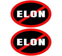 Lot de 2 autocollants ronds anti-Elon sans pare-chocs pour propriétaires de Tesla Musk Went Crazy - Accessoire cadeau pour modèle X Y 3 - 15,2 x 15,2 cm (ellipse)