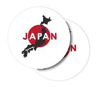 Lot de 2 autocollants ronds en vinyle - 10 cm - Drapeau du Japon - Voyage Japon - Pour ordinateurs portables, tablettes, bagages, scrapbooking, réfrigérateur #58783