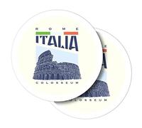 Lot de 2 autocollants ronds en vinyle 10 cm - Rome Italie Colisée Italie Voyage Europe pour ordinateurs portables, tablettes, bagages, scrapbooking, frigos #58685
