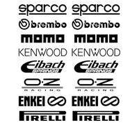 Lot de 2 autocollants sponsor voiture, moto, course en vinyle découpé, sport tuning, résistant chaleur froid, ref. 001 (noir)