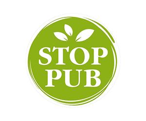 Lot de 2 Autocollants Stop Pub Naturel Vert Rond 6 cm. Adhésif Pas de Publicité pour boîte aux lettres. Étiquette stop pub adhésive écolo