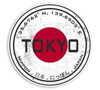 Lot de 2 autocollants Tokyo Japon en vinyle Motif drapeau japonais amusant Bagages #20412 (10 cm de largeur)