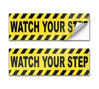 Lot de 2 autocollants « Watch Your Step » de 25,4 x 7,6 cm - « Be Careful » - « Mind The Step » - « Caution Watch Your Step » - « Caution Watch Your Step »