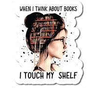 Lot de 2 autocollants « When I Think About Books I Touch Myself » - 12,7 cm - S11064