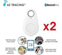 Lot de 2 AZ TRACING® Localisateur Traceur Porte-Clés Connecté Anti-Perte et Déclencheur Photo à Distance - Couleur Blanc