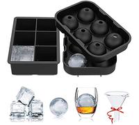 Lot de 2 Bac a Glacon Silicone, Grand Glacons Moule & Moule à Glaçons Rond avec Entonnoir, Sans BPA, Faciles à Retirer Bac Glacon pour Whisky, Cocktails, Aliments Pour Bébé, Fruits