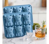 Lot de 2 Bac a Glacon, Vache Highland Bac Glacon Silicone, Ice Cube Tray | Mini 3D Highland Cow Réutilisable Glacons Moule, Moule Glacon Silicone pour Whisky, Cocktails, Chocolat et Gelée