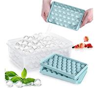 Lot de 2 Bac à Glaçons, 33 Blocs Moules à Glaçons avec Couvercle, Peu Encombrant et Empilable, LFGB, sans BPA, Faciles à Retirer pour Whisky Cocktails Boissons Gelée Lait Jus (Bleu)