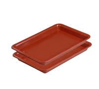 Lot de 2 Bac Plastique Rectangulaire, Soucoupe Pot Fleur, résine PP, Robustes et Résistants aux Chocs, pour Recueillir l'eau des Plantes(Red,61x44x3.2cm/24x17x1.3in)