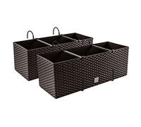 Lot de 2 bacs à fleurs pots de fleurs aspect rotin avec supports pot de plantation jardinière de balcon bacs de plantation, Umbra