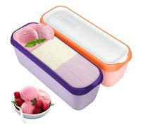 Lot de 2 bacs à glace, 1,5 l, réutilisables, sans BPA, avec couvercle, empilables, pour yaourt, crème glacée, dessert, sorbet
