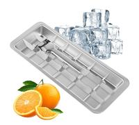 Lot de 2 bacs à glaçons en acier inoxydable avec poignée de déverrouillage - 28,5 x 12 x 3 cm - 18 compartiments pour glaçons - En métal - Pour la fabrication de glaçons à la vanille