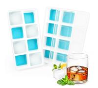 Lot de 2 Bacs à Glaçons en Silicone avec Couvercle, RISVOWO Moule a Glacon Empilable, Certifié LFGB et sans Bpa, Glacon Moule Reutilisable pour Whisky, Cocktail, Glaces, CongéLateur, Boissons(Bleu)